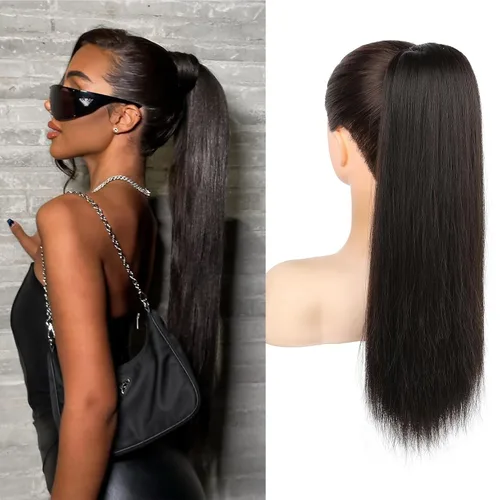 Vista 50 de SEIKEA Extensiones de cola de caballo con cordón, larga y recta, cola de caballo falsa, natural, suave, extensiones de cabello sintético resistente