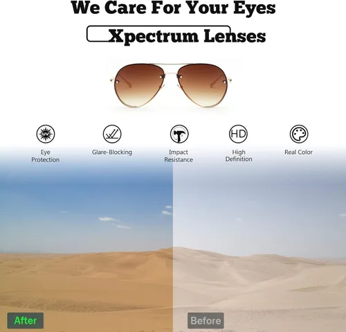 Vista 4 de Xpectrum Gafas de sol clásicas de aviador de metal de doble puente retro UV400 sin borde