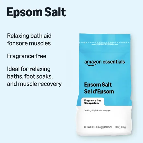 Vista 3 de Amazon Basics Epsom Salt Soak, sulfato de magnesio USP, 3 libras, paquete de 6