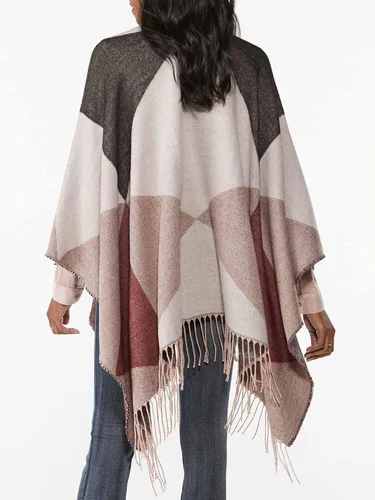 Vista 46 de Moss Rose Chal de viaje para mujer, capa tipo poncho de frente abierto para otoño e invierno