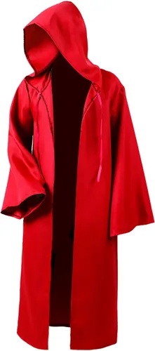 Vista 6 de Maklulu Men Tunic Hooded Robe Cloak Knight Fancy Cool Cosplay Costume Halloween Costume Tunic Hoodies Robe Cosplay Capes Negro