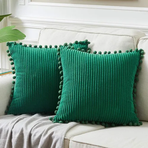 Vista 25 de Fancy Homi Juego de 2 fundas de almohada decorativas negras de 12 x 12 pulgadas con pompones para sofá y cama, decoración moderna de estilo bohemio