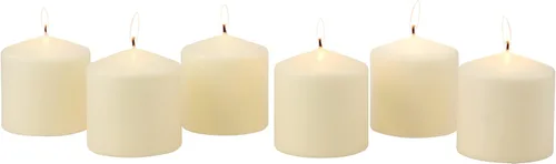 Vista 7 de Stonebriar Juego de velas de pilar marfil sin perfume, juego de 6, 3 x 6 y 3 x 3