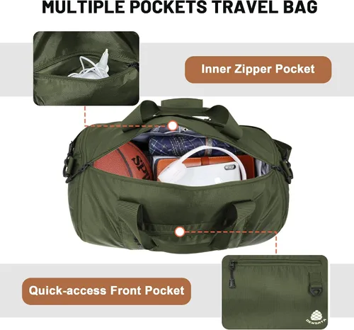 Vista 7 de Densata Bolsa de viaje de 50-70L, bolsa de lona deportiva expandible, bolsa de lona mejorada para el fin de semana durante la noche, bolsa
