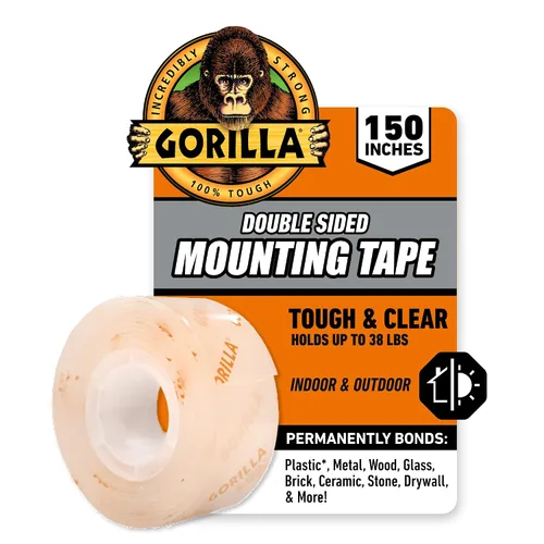 Vista 8 de Gorilla Cinta de montaje resistente y transparente de doble cara, cinta transparente, 1 x 150 pulgadas, resistente a la intemperie para interiores