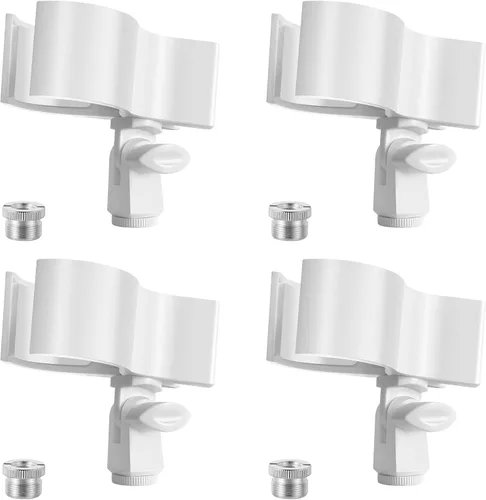 Vista 9 de BILIONE 1 pieza de clip versátil para micrófono, soporte ajustable para micrófonos con diámetro exterior entre 32mm y 60mm, con adaptador de Blanco