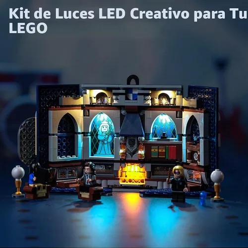 Vista 4 de LocoLee Luz LED compatible con Lego Ravenclaw House Banner 76411, Hogwarts Castle 3D juego de iluminación creativa de pared de habitación, regalo