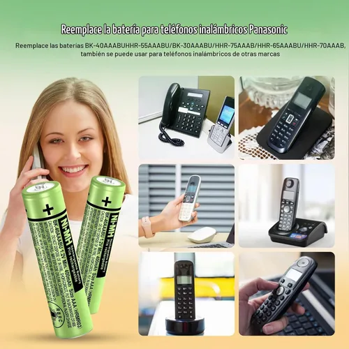 Vista 6 de Paquete de 12 baterías recargables NiMH AAA 400mah para teléfonos