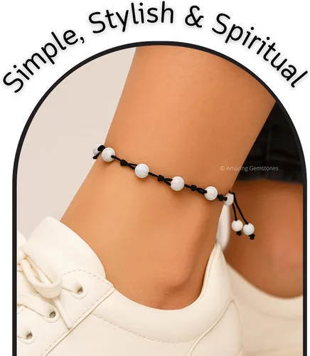 Vista 70 de Amazing Gemstone Crystal Anklet Ankle Bracelets for Women - Waterproof Beaded Healing Crystal Anklets, Plus Size Chakra Gemstone Bead Anklet