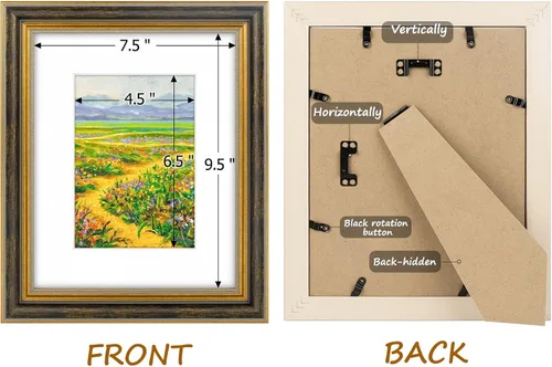 Vista 6 de Golden State Art, Marco de fotos adornado de 8 x 10 pulgadas para fotos de 5 x 7 pulgadas con paspartú o impresiones de 8 x 10 sin paspartú, cristal
