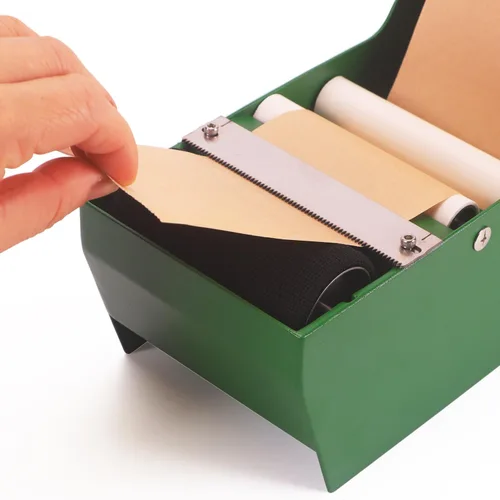 Vista 5 de Dispensador de cinta de escritorio de metal, dispensador de cinta engomado de papel Kraft activado por agua, diseño pesado antideslizante
