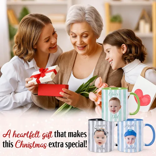 Vista 7 de Taza de café personalizada con cara de bebé, taza personalizada con foto, nombre y título, cumpleaños, Navidad, día del padre, día de la madre, baby