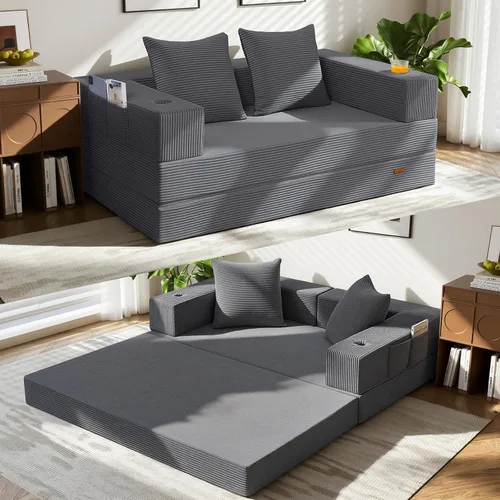 Vista 19 de COMAX Sofá cama futón, sofá cama convertible, sofás plegables sin hueso