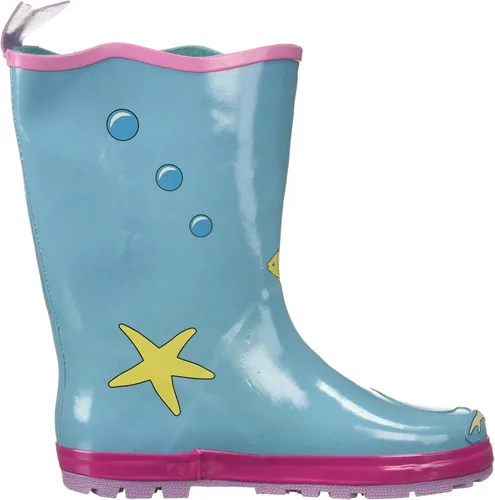 Vista 6 de Kidorable Blue Mermaid Botas de lluvia de goma natural wFun Fishtail tire en la pestaña del talón