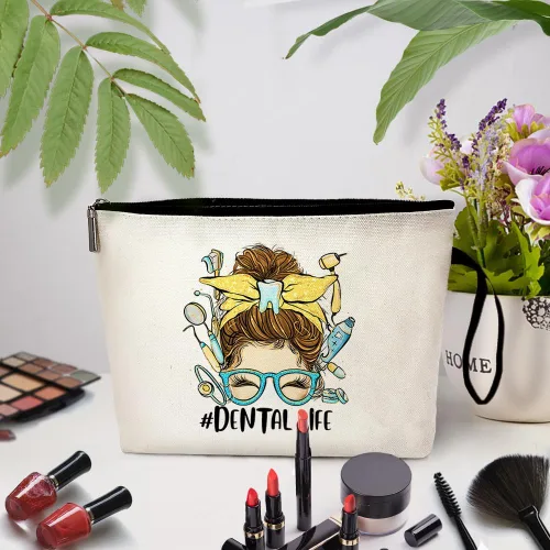 Vista 3 de ZHANTUONE YaYiZhuTi, la bolsa de cosméticos no solo es novedosa y única en diseño, sino que también es segura y práctica con una cremallera de metal