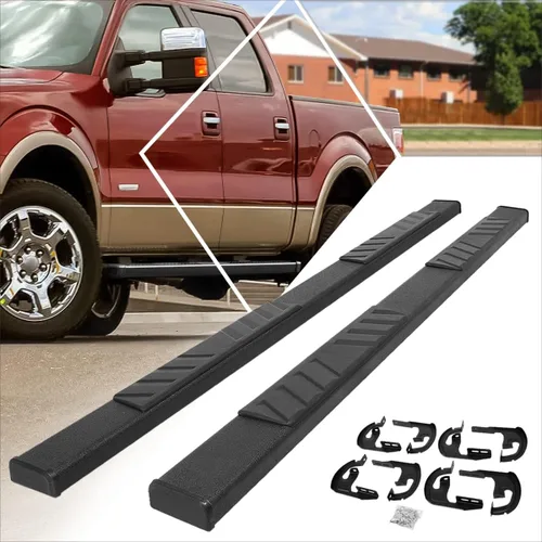 Vista 6 de PM PERFORMOTOR Estribo de barra Nerf de acero inoxidable de 4.9 pulgadas de diámetro exterior compatible con Ford F-150 04-14 (Super Crew) Crew Cab