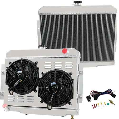 Vista 10 de Relé de ventilador de aluminio de 3 filas para Jeep Cherokee/Scrambler CJ5 CJ6 CJ7 J10 J20 1974 1976 1977 1978 79 80 81 82 83 84 85 86 Radiador de 3