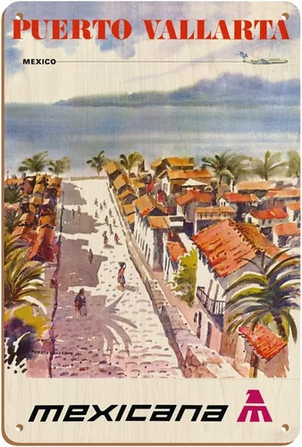 Vista 5 de Pacifica Island Art Puerto Vallarta Mexico - Mexicana Airlines (CMA-Compañía Mexicana de Aviación) - Póster vintage de viaje de aerolínea por