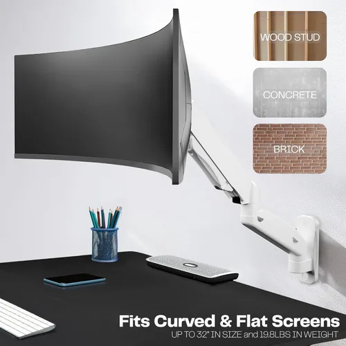 Vista 5 de VIVO Soporte de pared de contrapeso para monitor único para pantallas de 32 pulgadas de hasta 19.8 libras, movimiento completo, VESA máximo 100x100