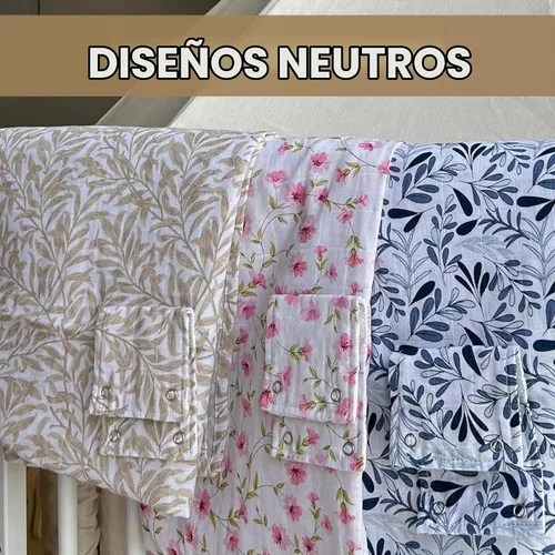 Vista 2 de MOZAH Funda de asiento de coche para bebé, hojas beige, 100% muselina orgánica, suave, transpirable y ligera, esencial para asiento de automóvil