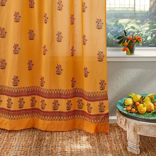 Vista 28 de Panel de cortina transparente blanco y dorado con alzapaños, 100% gasa de algodón, con pestaña superior o bolsillo para barra para decoración
