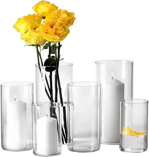 Vista 8 de Hurricand - 18 portavelas de cristal, jarrones cilíndricos transparentes para centros de mesa, decoración de bodas y fiestas