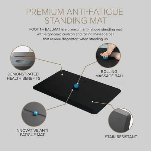 Vista 3 de POUT F1 Tapete antifatiga para escritorio de pie con bola de masaje rodante, para oficina, cocina, garaje y lavandería, 20 x 39 pulgadas, tamaño 3/4