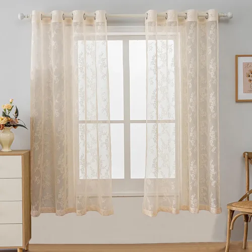 Vista 26 de Anytime Paneles de Cortinas Transparentes Arcoíris para Sala de Estar Elegantes Juegos de Tratamiento de Ventanas Translúcidas Filtrantes de Luz