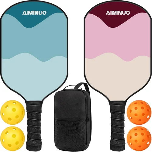 Vista 23 de Palas de pickleball de fibra de vidrio, juego de paletas de pickleball ligeras de 0.63 pulgadas para hombres, mujeres, niños, interiores y exteriores