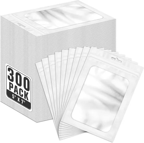 Vista 22 de ANZNKU 300 bolsas para bolígrafos, bolsas de Mylar resellables multicolor de 2.7 x 9 pulgadas, bolsas de embalaje con ventana transparente