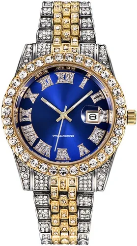 Vista 11 de Hip Hop Watches for Men Iced-Out Bling Diamond Luxury Quartz Watches with Date