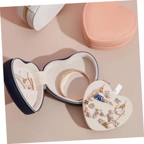 Vista 7 de Holibanna 4pcs jewelry box travel jewelry earring travel case heart jewelry necklace ring holder stud earring organizer earring gift case jewelry