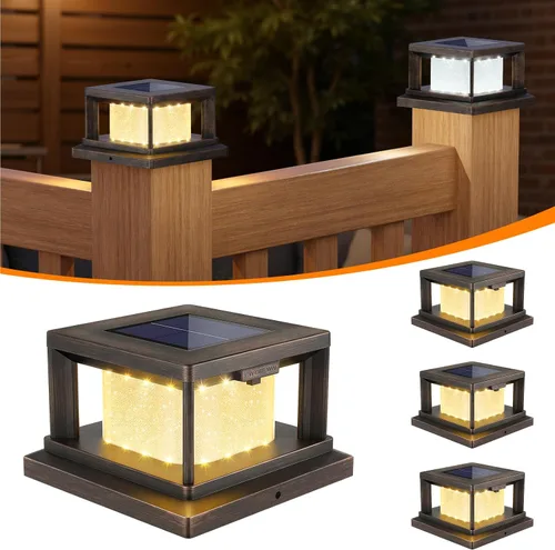 Vista 11 de Paquete de 4 luces solares para postes al aire libre, 2 modos de luz LED para postes de 4 x 4, luz impermeable para decoración de patio, jardín