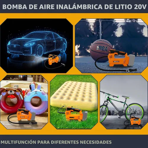 Vista 5 de Nichilas Inflador de neumáticos para batería DEWALT 20V MAX, compresor de aire portátil, bomba de neumáticos automática con medidor de presión
