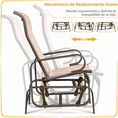 Vista 5 de Yaheetech Juego de 1 mecedora para exteriores con asiento tipo cabestrillo