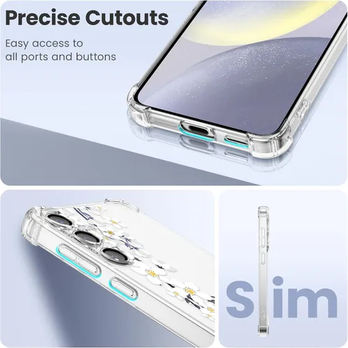 Vista 4 de DEFBSC Funda suave compatible con Samsung Galaxy S23 FE, diseño de estampado floral transparente, flexible de poliuretano termoplástico a prueba