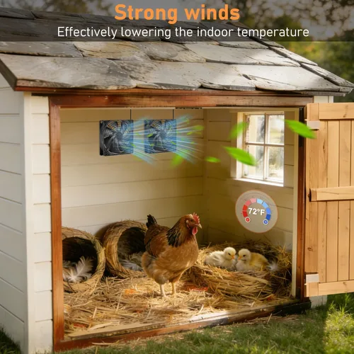 Vista 2 de Kit de ventilador solar con batería, ventilador de energía solar para cobertizo e invernadero, para refrigeración de ventilación de entrada o escape