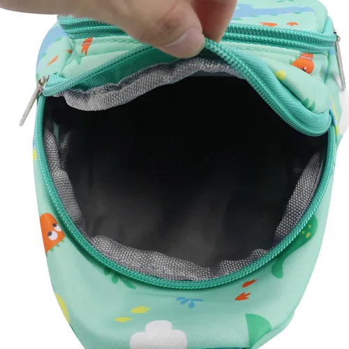 Vista 6 de ANKOMINA Bolso bandolera pequeño con diseño de unicornio y dinosaurio, bandolera para exteriores, viajes, senderismo, Verde