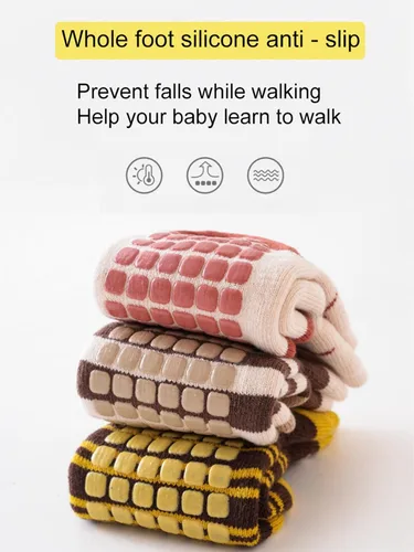 Vista 4 de Calcetines antideslizantes para bebés y niños pequeños, cálidos, gruesos, antideslizantes, calcetines para niñas y niños, recién nacidos, 5 pares