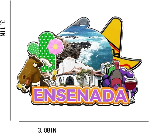 Vista 3 de Ensenada México - Imán de madera para nevera 3D, monumentos de viaje, coleccionables, recuerdos, decoración hecha a mano -2053