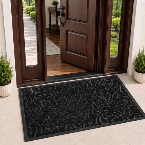 Vista 26 de Yimobra Tapete para puerta de entrada exterior, 29.5 x 17 pulgadas, impermeable, resistente, para puerta delantera, tapete antideslizante resistente