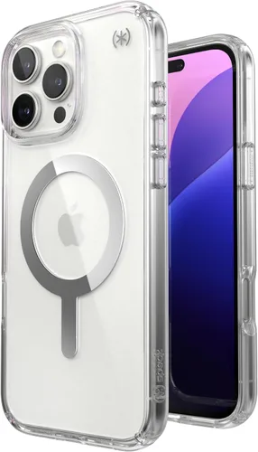 Vista 27 de Speck Presidio LUX - Funda para iPhone 17, compatible con MagSafe, funda protectora delgada, color negro desvanecido/gris pizarra/blanco