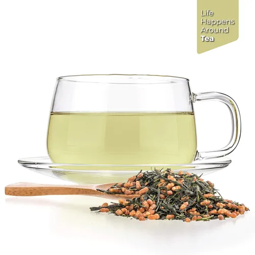 Vista 3 de Tealyra - Imperial Gyokuro Genmaicha - Té japonés de hojas sueltas - Té verde Gen Mai Cha con arroz tostado integral - Nivel de cafeína bajo - 3.53