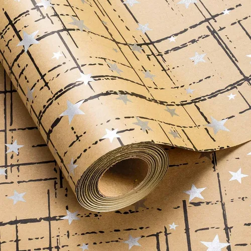 Vista 12 de Flyhill - Rollo de papel kraft de piña en lata - 17 pulgadas X 33 pies - Diseño de papel de regalo con piña 3D en relieve metálico dorado