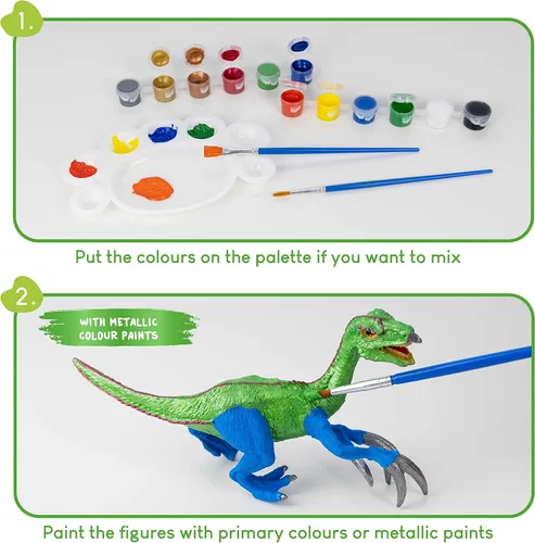 Vista 3 de BONNYCO Juguetes de dinosaurio para niños, kit de pintura de 16 figuras. Kits de manualidades para niños con juguetes que brillan en la oscuridad