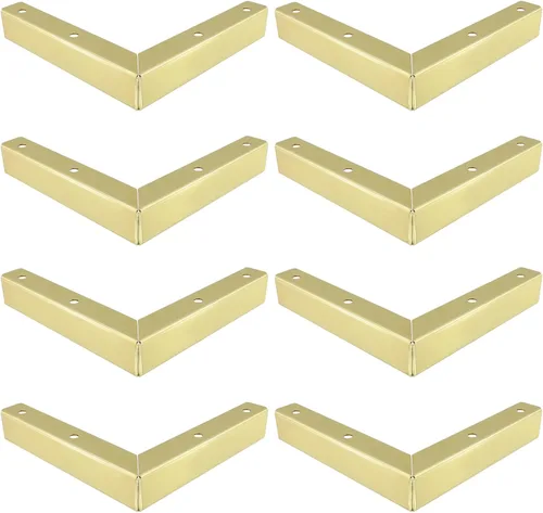 Vista 13 de Geesatis 4 patas doradas para muebles de diseño minimalista, patas de metal para muebles de 4.3 pulgadas de longitud para gabinete, sofá, mesa