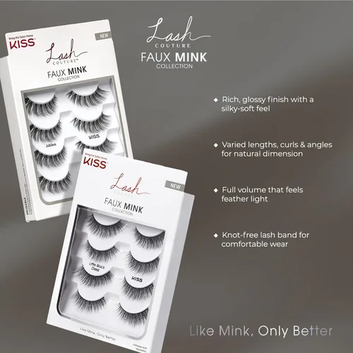 Vista 7 de KISS - Paquete múltiple de pestañas postizas de visón sintético de la colección Lash Couture, “Jubilee”, 10mm, longitudes múltiples, reutilizables