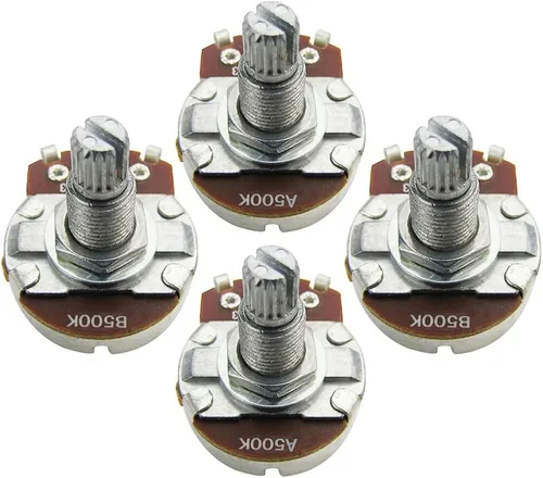 Vista 10 de FLEOR Potenciómetro cónico de audio con eje de 0.709 in, 4 piezas, tamaño completo, para guitarra, A250K