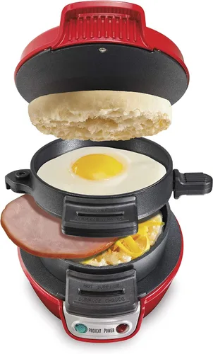 Vista 18 de Hamilton Beach Sandwichera de desayuno con anillo para cocinar huevos, ingredientes personalizados, perfecta para magdalenas inglesas, croissants