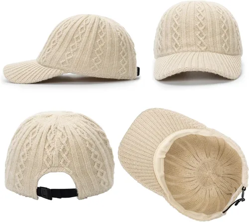 Vista 6 de FGSS Gorra de béisbol de lana de cordero para mujer, de forro polar, ajustable, para viajes